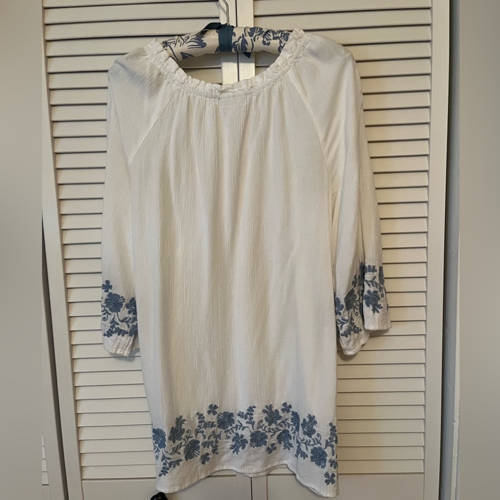 J Jill Crinkle White Love Linen Tunic - Size M - Picture 2 of 7